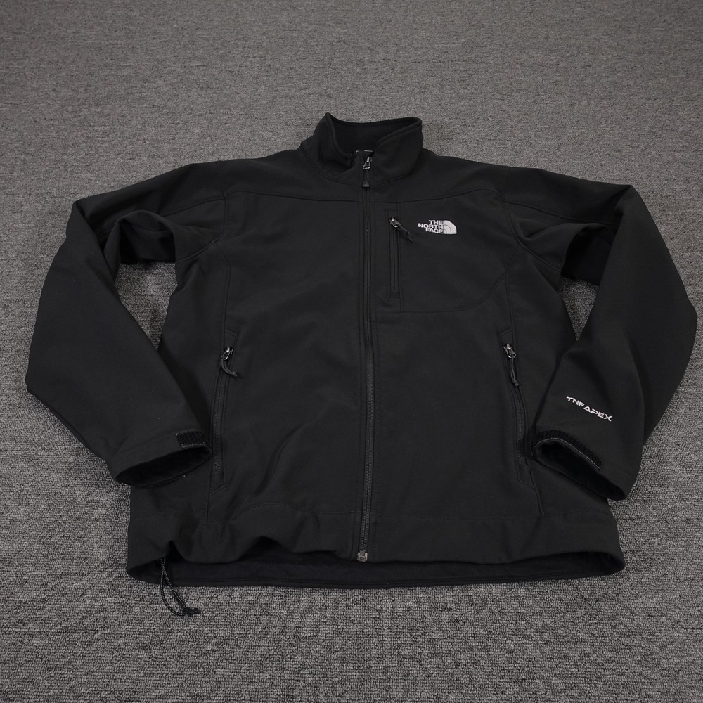 The North Face TNF Apex Jacket Mens Medium Black Softshell Full Zip Windbreaker
